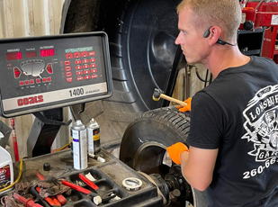 Tire inspection showing tread and wear patterns