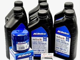 Oil service being performed on a diesel truck