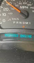 GM diesel truck experiencing reduced power with warning lights