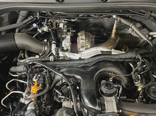 Turbocharger and charge air system components on a European diesel engine